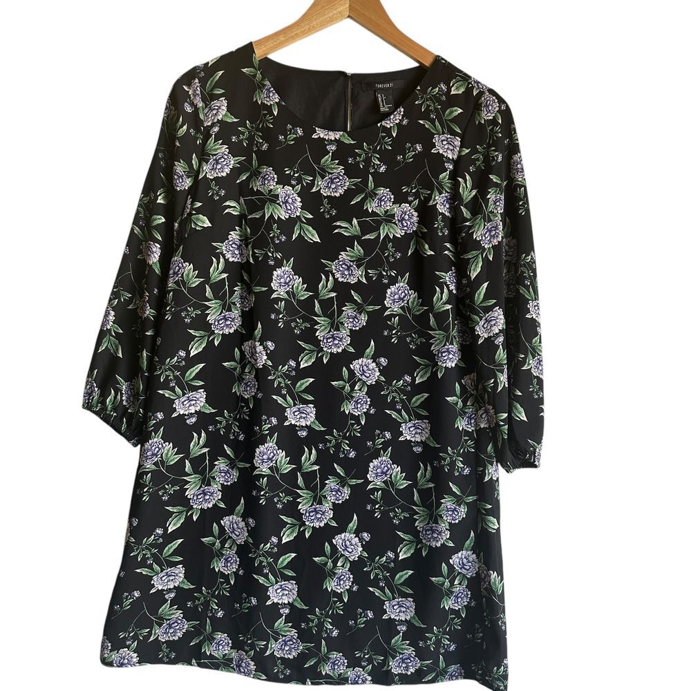 Forever 21 Shift‎ Dress Floral Small Black/Green Whimsigoth